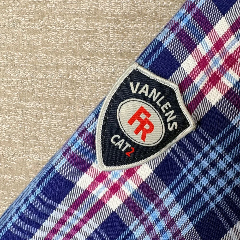 Vanlens FR2023C MNS FR Shirt Mens 2XL Blue Plaid CAT 2 Workwear EUC Industrial